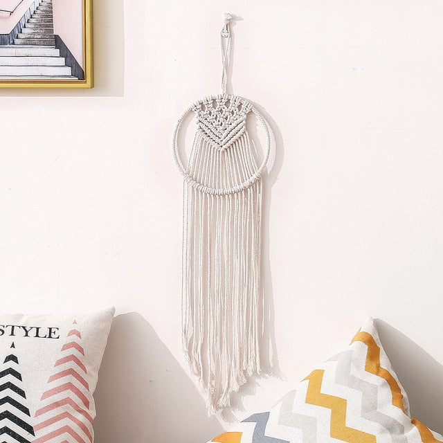 Star Moon Macrame Dream Catcher Boho Home Wall Decor Girls Kids Nursery Garden Decoration Outdoor Gifts With Light