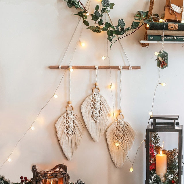 Star Moon Macrame Dream Catcher Boho Home Wall Decor Girls Kids Nursery Garden Decoration Outdoor Gifts With Light